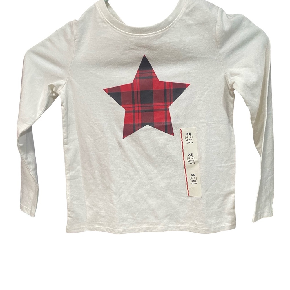 Cat & Jack Red Plaid Star Long Sleeve Tee